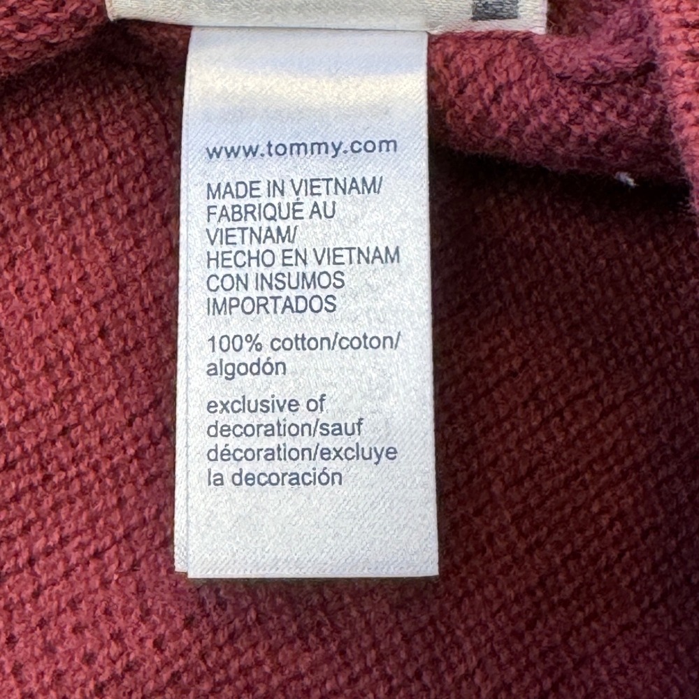 Tommy Hilfiger Quarter Zip Sweater Mens XL Burgundy Waffle Knit 78J1687 Academia - Picture 5 of 11